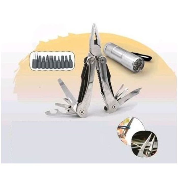 Pince en Acier inoxydable 3 EN 1 Multi-outils fonctionnelle Plus Torche