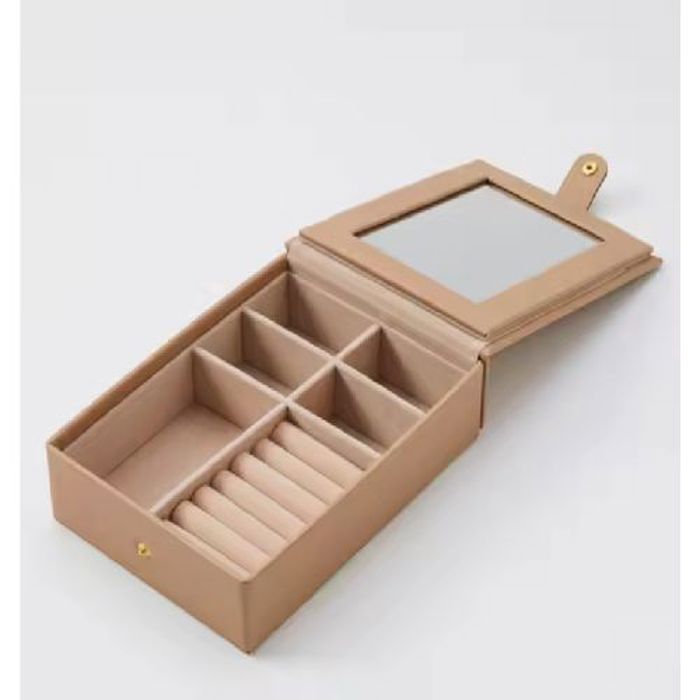 Boîte à Bijoux  Organisateur Portable pour Colliers  avec miroir marron