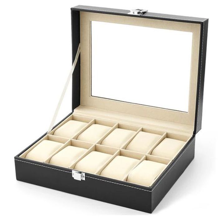Boite Rangement Montres 10 Emplacements En Cuir Coffret