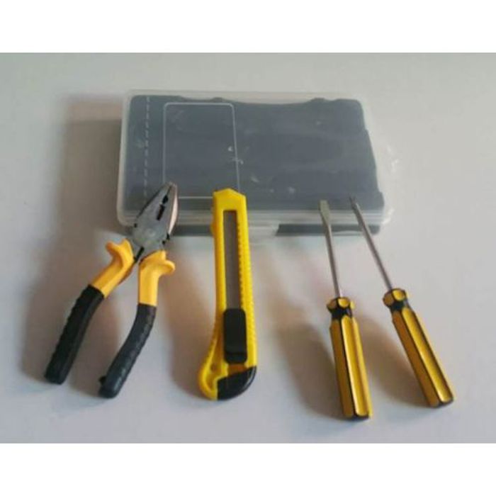 Boîte à Outils Bricolage à Main ( Pince ,  cutter , 2 tournevis)