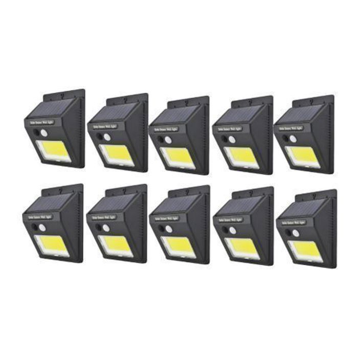 Led Projecteur Pack 10 MINI Led & Plaque Energie Solaire Rechargeable Detecteur de Mouvement