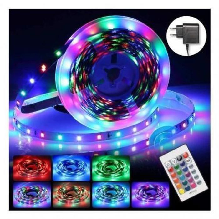 Bande led RGB 5m  flexible Multi-couleur télécommande plusieurs mode de lumière