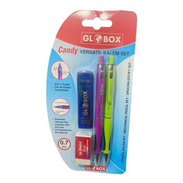 GLOBOX Stylo (Pack 2) PORTE-MINES 0.7mm Avec GOMME Et Recharge