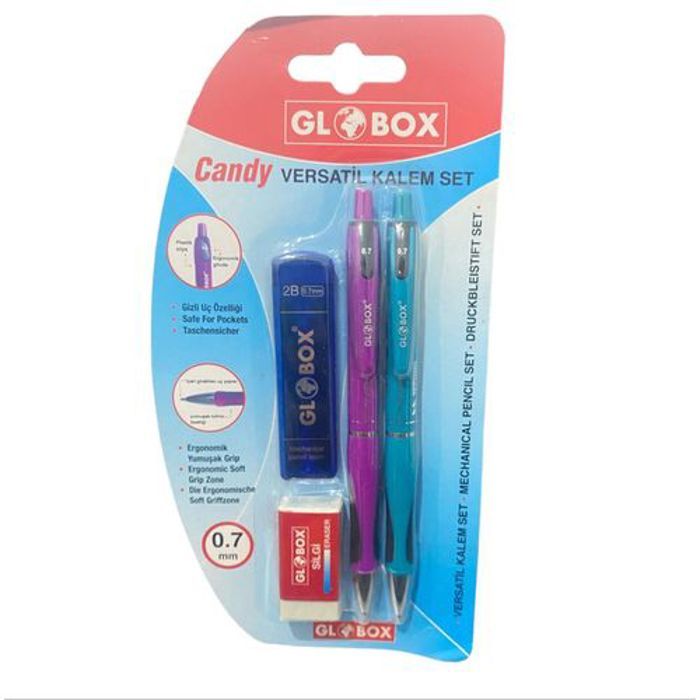 GLOBOX Pack 2 Stylo PORTE-MINES  0.7mm Avec Gomme Et Recharge