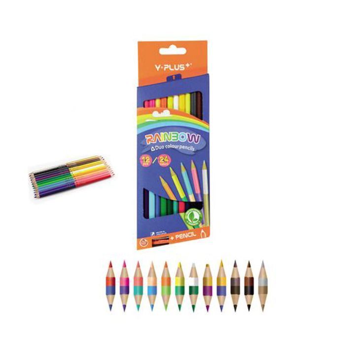 Rainbow Lot De 12 Crayons de Couleurs duo