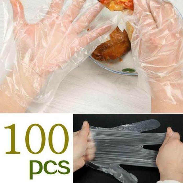 Lot de 100 Gants En Plastique Transparent Jetables Pour La Cuisine Taille Large