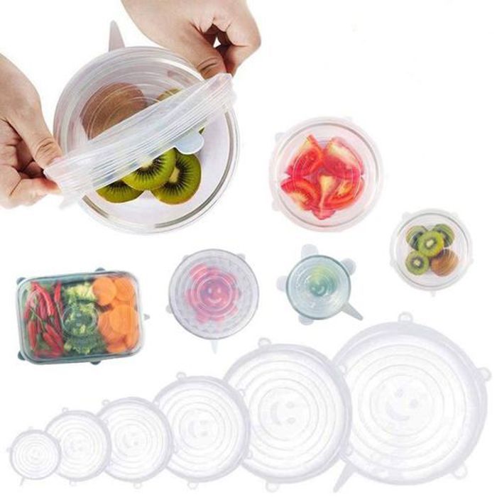 Pack de 6 couvercles extensibles en silicone déférent taille pour bols,fruits