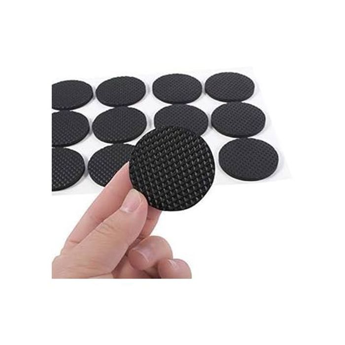 Lot de 48 protections de sol rondes noires antidérapantes pour meubles