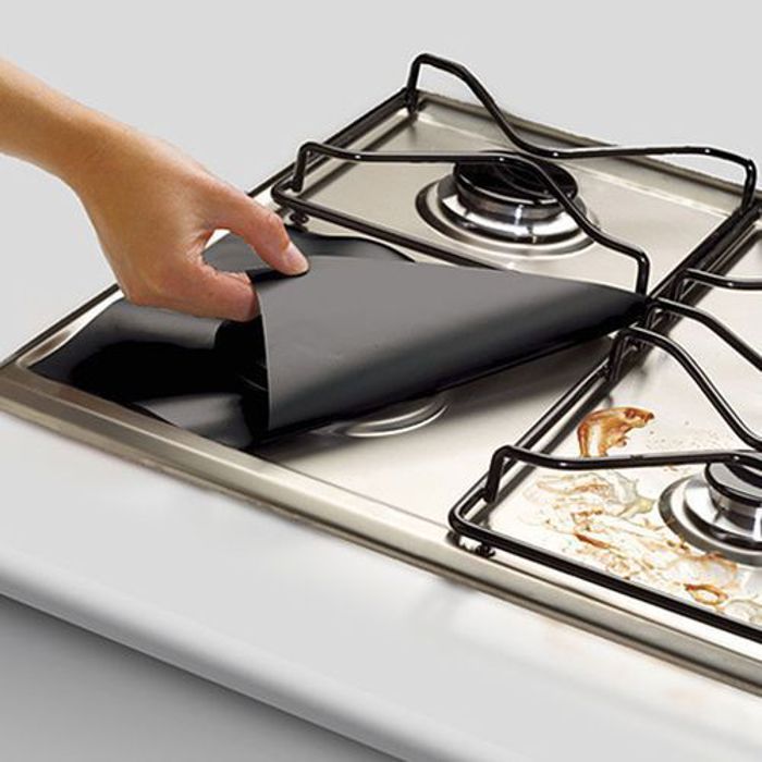 4 Pièces Poêle à gaz Protecteurs Cuisinière Doublure de couverture Clean NOIR-