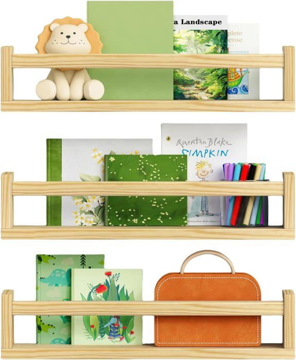 Étagères murales - BOIS ROUGE - 50 cm - Bois massif - Rouge - Élégance chic