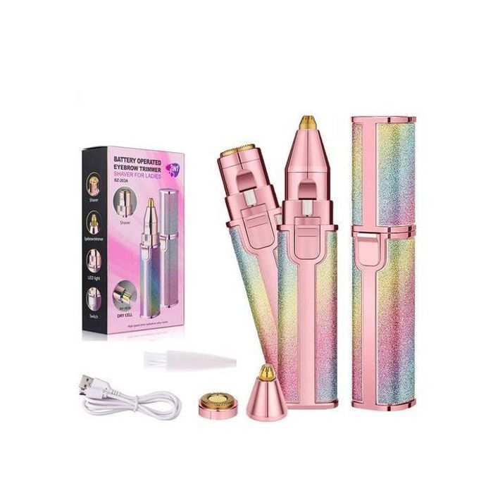 Épilateur facial 2 en 1 - GENERIC - Rechargeable - Tondeuse à sourcils - Rasoir électrique - Multicolore