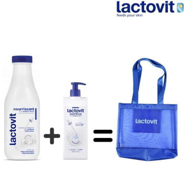 LACTOVIT - Pack Nourrissant Gel Douche 600ml + Lotion TOTBAG 400ml GRATUIT