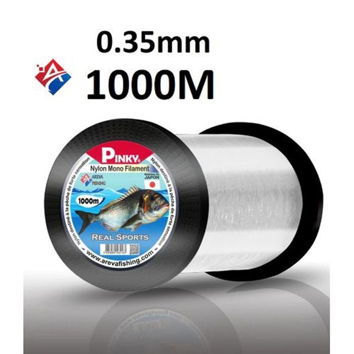 Nylon Monofilament - AREVA FISHING - PINKY - 1000M - 0.35MM - Haute résistance à l'abrasion