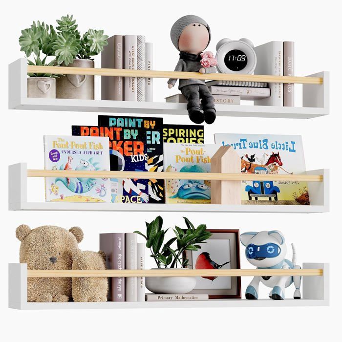 Étagère Murale - MDF - 60 cm - Bois Massif - Finition Brillante - Style Élégant