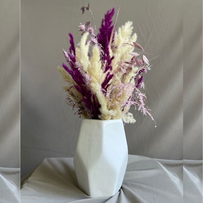 Vase Céramique blanc avec composition de fleurs Séchées