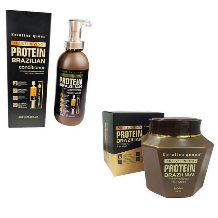 Keratine queen protein brazilian pack de conditioner + masque capillaire sans sulfate - 800ml