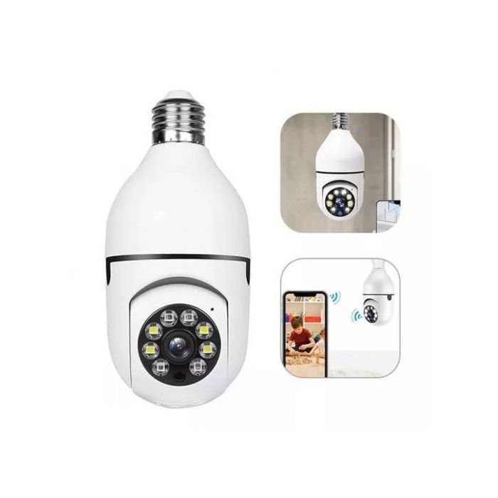 Ampoule caméra de surveillance wi-fi - lampe caméra rotative 360°, détection de mouvement, audio