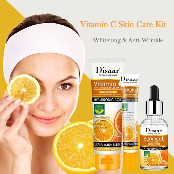 Disaar pack soins visage crème éclaircissante pour les yeux nettoyant visage sérum visage à  la vitamine c