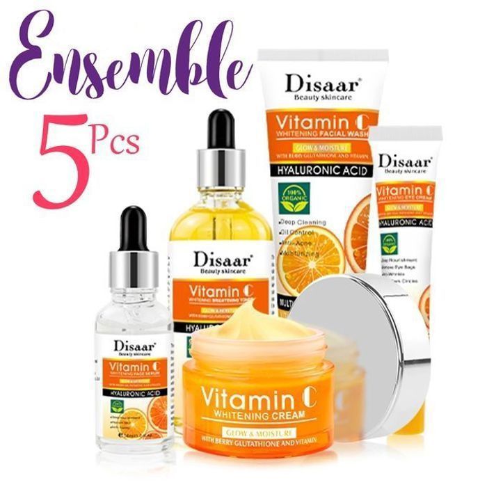 Disaar ensemble 5 pcs vitamine c blanchissant éclaircissant, soins de la peau du visage