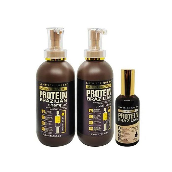 Keratine queen shampoing + huile + après-shampoing, sans sulfate, ni parabène, ni silicone