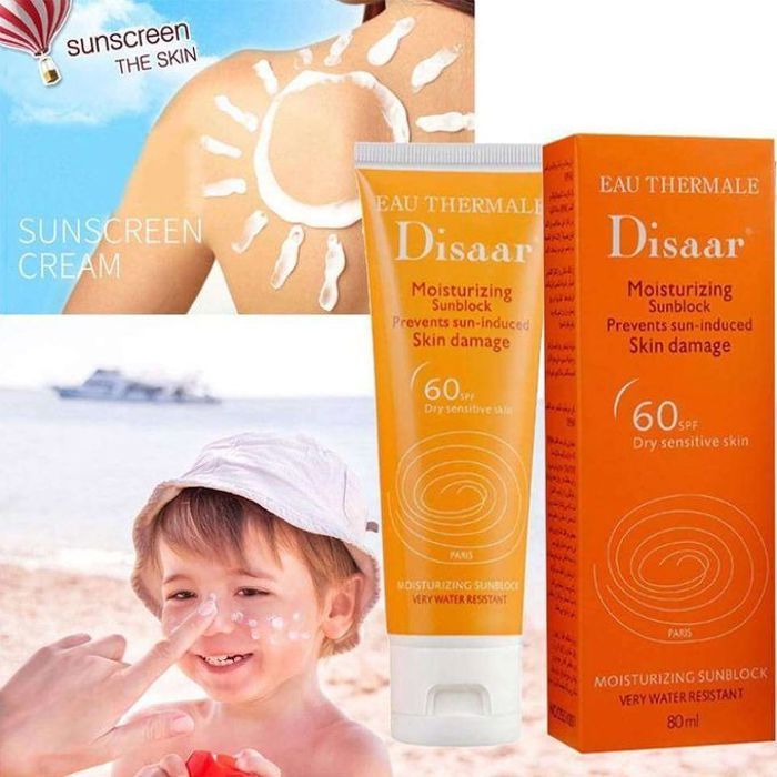 Disaar crème solaire écran hydratant 60 spf pour peaux sensibles, protège de la peau contre les dommages causés par le soleil