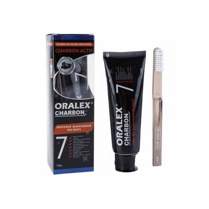 Dentifrice - ORALEX - WHITENING THERAPY - Charbon actif - 150g - Brosse à dents incluse