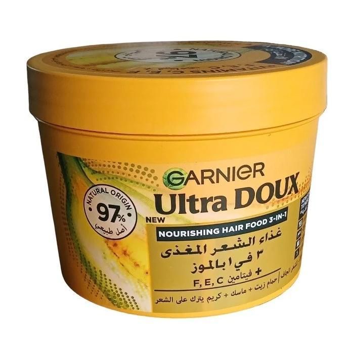 Masque capillaire - Garnier - Fructis Nourishing Banana Hair Food - 3 en 1 -  d'ingrédients naturels - Vegan