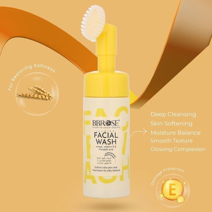 Bbrose Gel Moussant Nettoyant Visage au Blé et Vitamine E, Douceur et Éclat