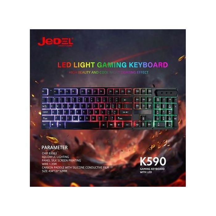 Jedel Clavier de jeu, gaming K590 LED RGB Backlight Wired Gaming