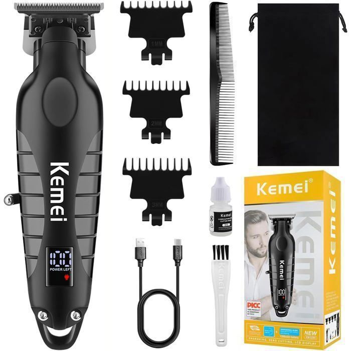 Tondeuse à Cheveux et Barbe - KEMEI - KM-2293 - Électrique Rechargeable - Autonomie 180 min - Sans Fil Type-C