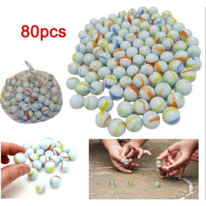 80 Billes de Verre – Jeu de Plein Air et Divertissement avec Pierres de Marbre