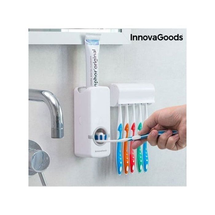 Distributeur automatique de dentifrice + 5 supports de brosse à dents, Kit de montage mural