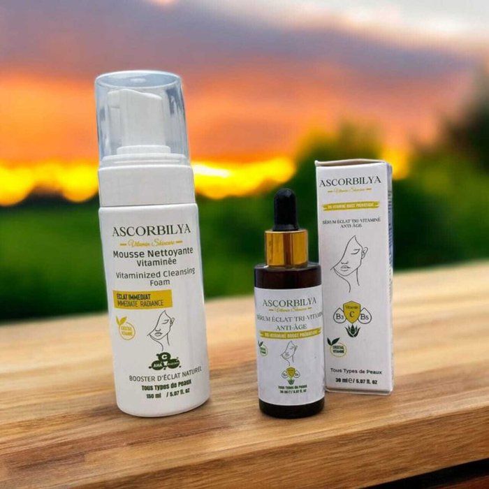 Pack Mousse Nettoyante & Sérum Éclat - Vitaminé - Anti-âge - Hydratant - Éclaircissant