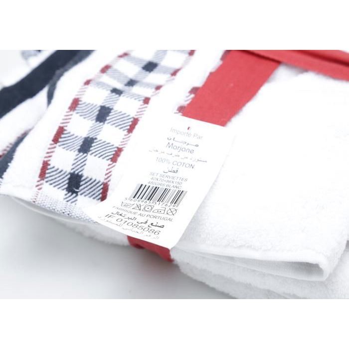 Set de Serviettes - GENERIC - 40x70 et 90x150 cm - Coton Naturel - Blanc - 480g