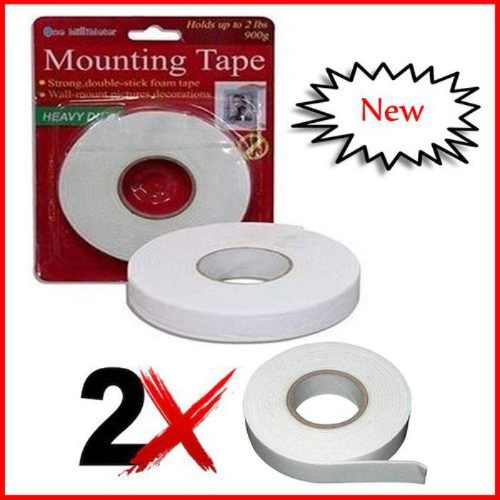 Set de 2 Mounting Tape / 2 Ruban de Montage Double Face, Ruban Mousse Solide à Double Adhérence / 2 Scotch double face