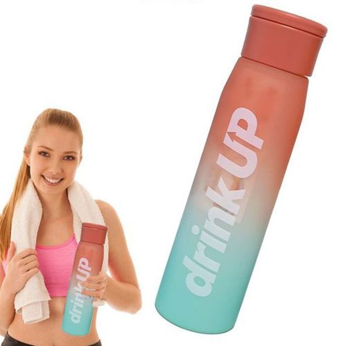 Bouteille d'eau de sport étanche avec paille et marquage du temps