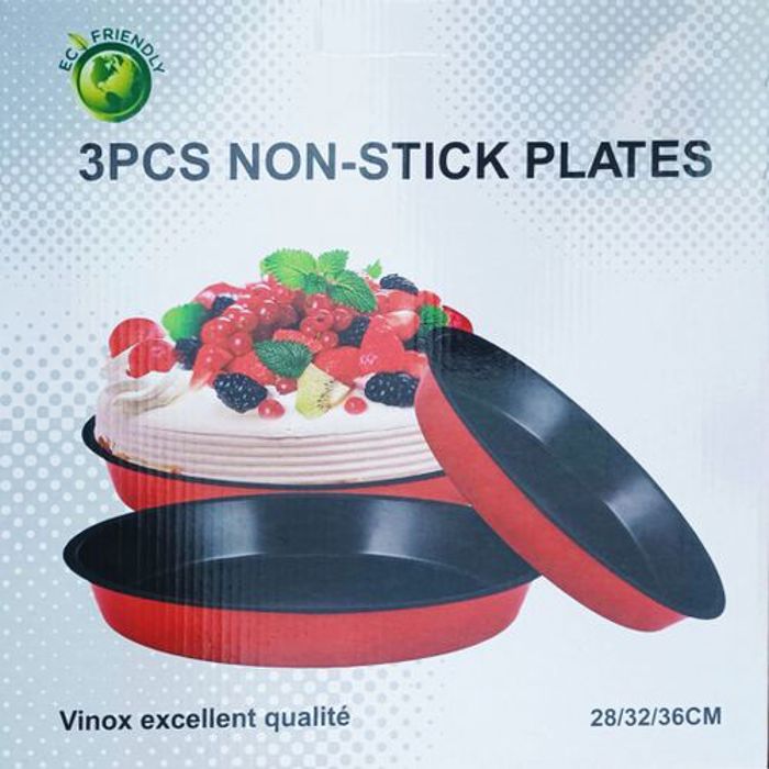 Set de 3 plats à four ronds antiadhésifs 28/32/36 cm, Moules à pizzas