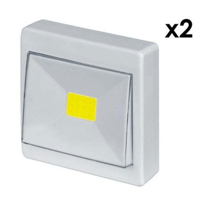 2 PCS Veilleuse /Cob lumineux alimenté par batterie Interrupteur lumière de Nuit