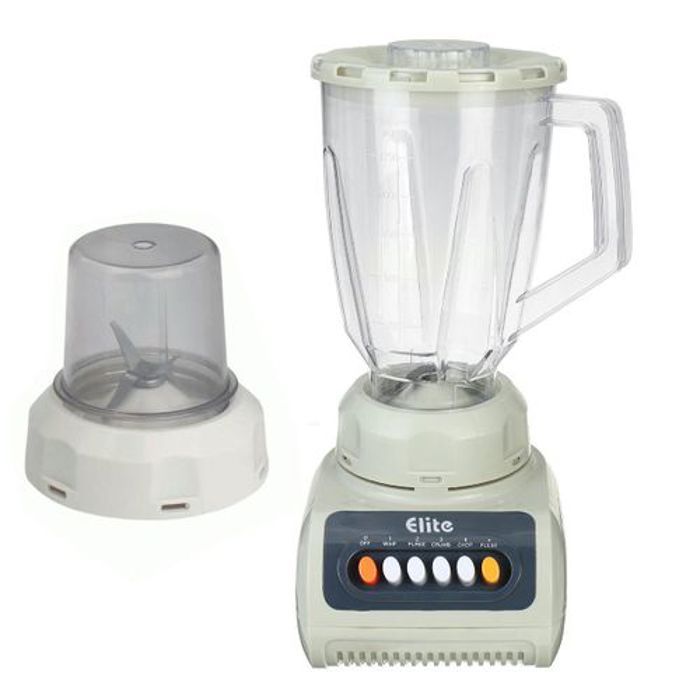 Elite Mixeur 350W à 4 Vitesses + Bol en Plastique de 1.5L + Moulin à épices, Blender 2 en 1