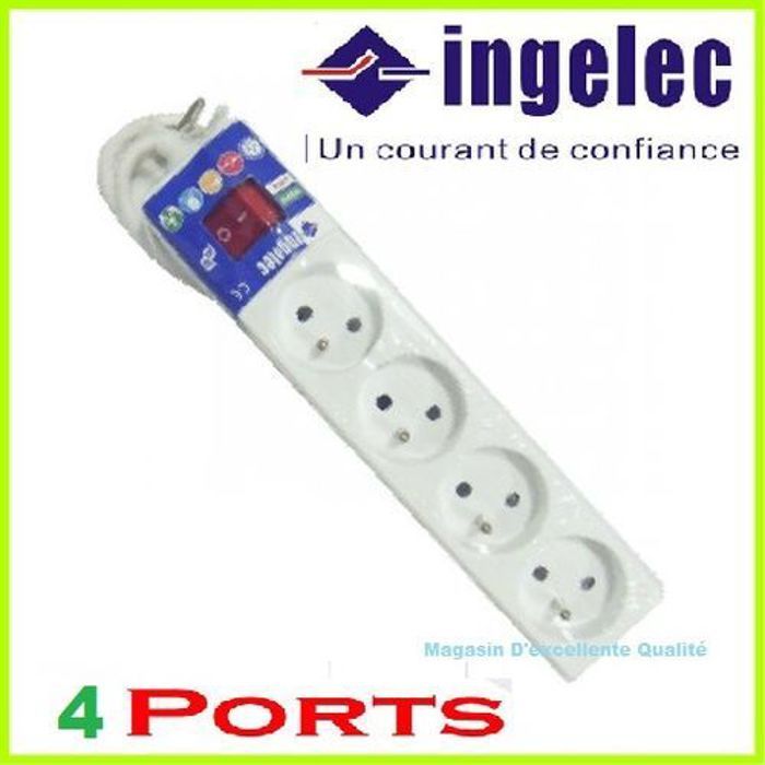 Rallonge Multiprise Bloc Multiprises électrique 4 prises 2p+T interrupteur