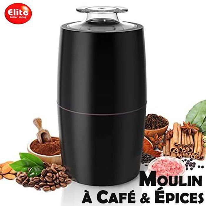 Elite Moulin à Café Électrique150W avec Lames INOX pour Moudre Grains à Café & Épices