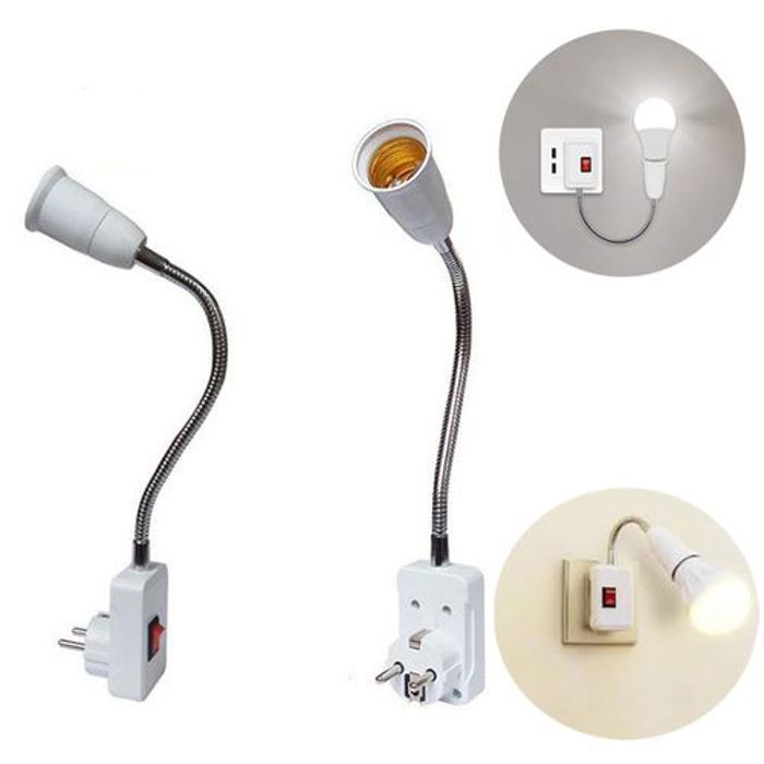 Adaptateur pour lampe Douille pour ampoule avec Interrupteur pour bureau & maison
