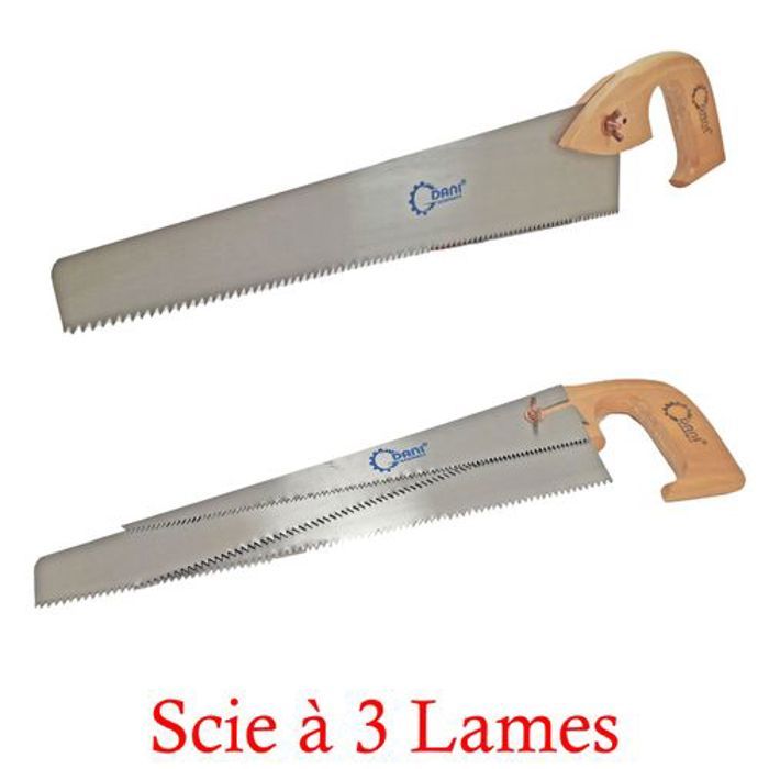 Scie à Platre 3 Lame, Scie a tailler à la main, lame tranchant en acier, Travail du bois