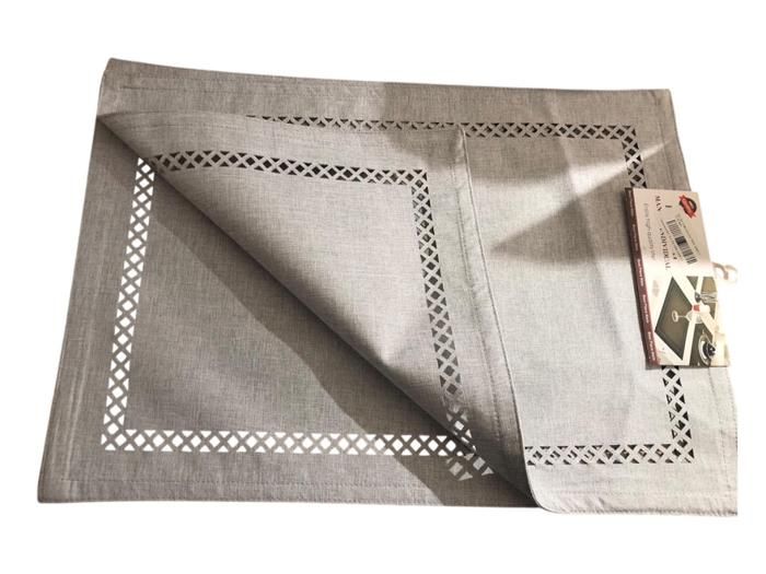 2 SETS DE TABLE ajourés EN TISSU LAVABLE ANTI TACHES COULEUR GRISE 45X33Cm