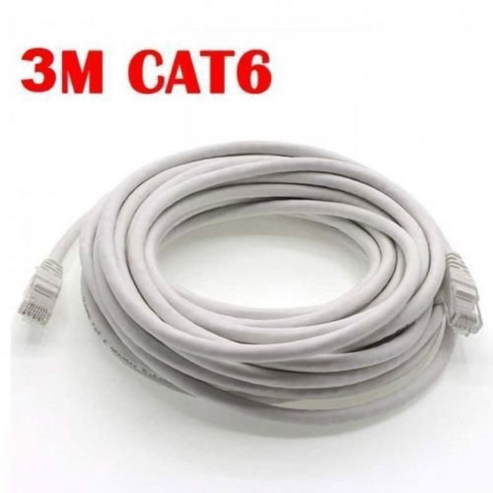 Cable Réseau Ethernet RJ45 CAT6 3M pour : ADSL/LAN/Récepteur/TV/PC/Camera
