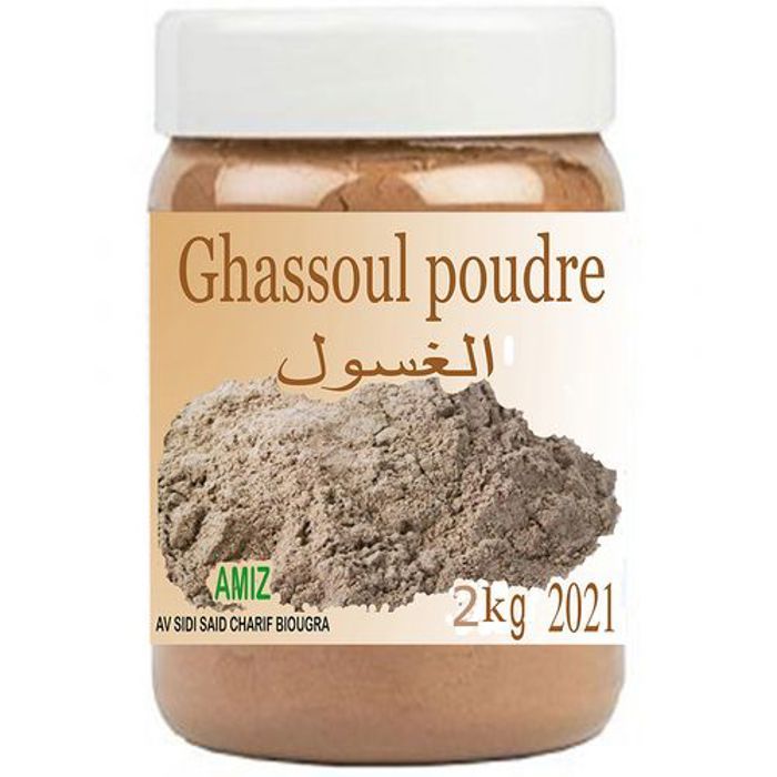 Poudre de Rhassoul - Amiz - 2kg - Hypoallergénique - Nettoyage doux - Peaux sensibles