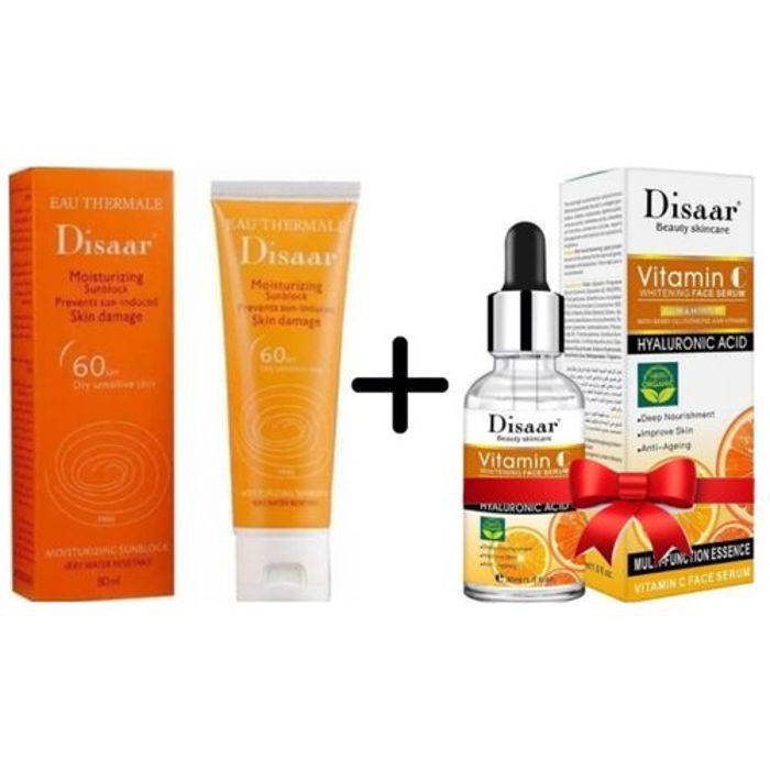 Crème solaire - Disaar - Eau Thermale - SPF 60 - Hydratant - Vitamine C & Acide Hyaluronique