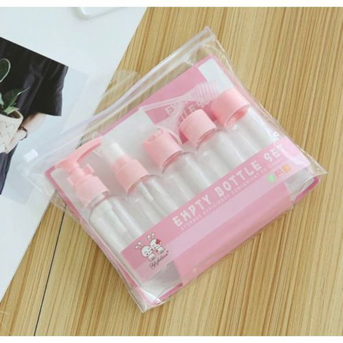 Ensemble de bouteilles distributrices - MARQUE - 7 pcs - Rechargeables - Couleur rose - Voyage
