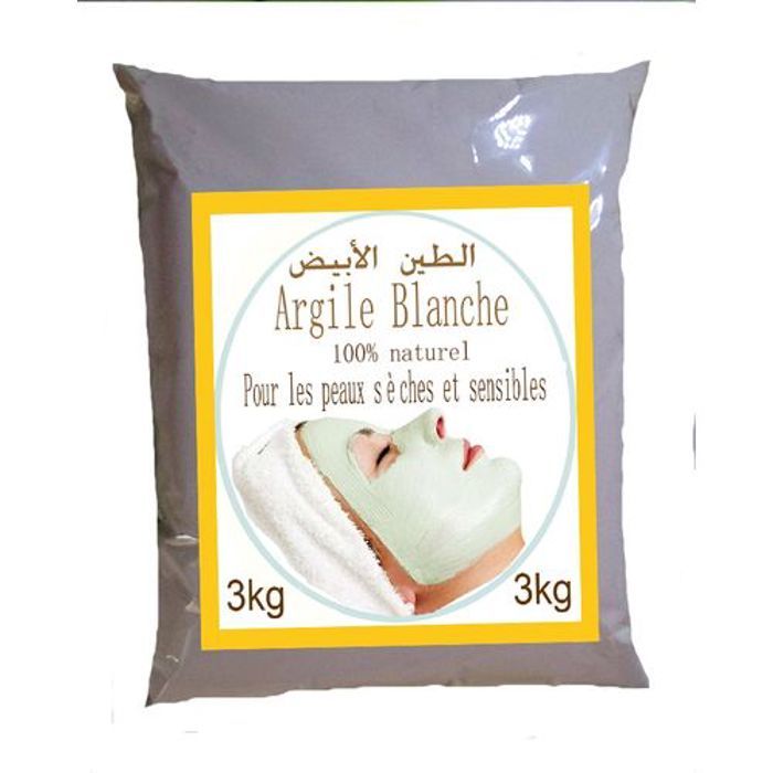 Argile blanche - Amiz - 3 kg - Traitement spécifique - Sans conservateur - Peaux sèches