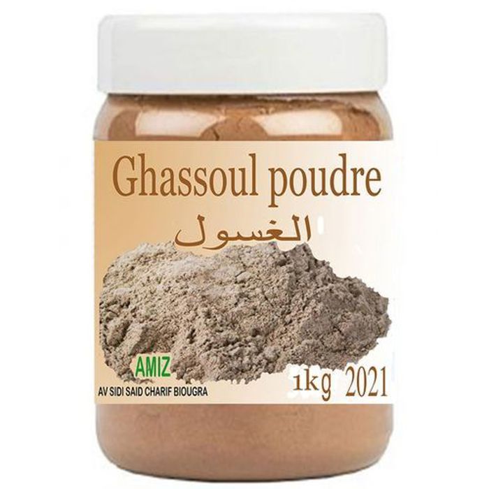 Poudre de Rhassoul - Amiz - 1kg - Argile Minérale - Hypoallergénique - Peaux Sensibles